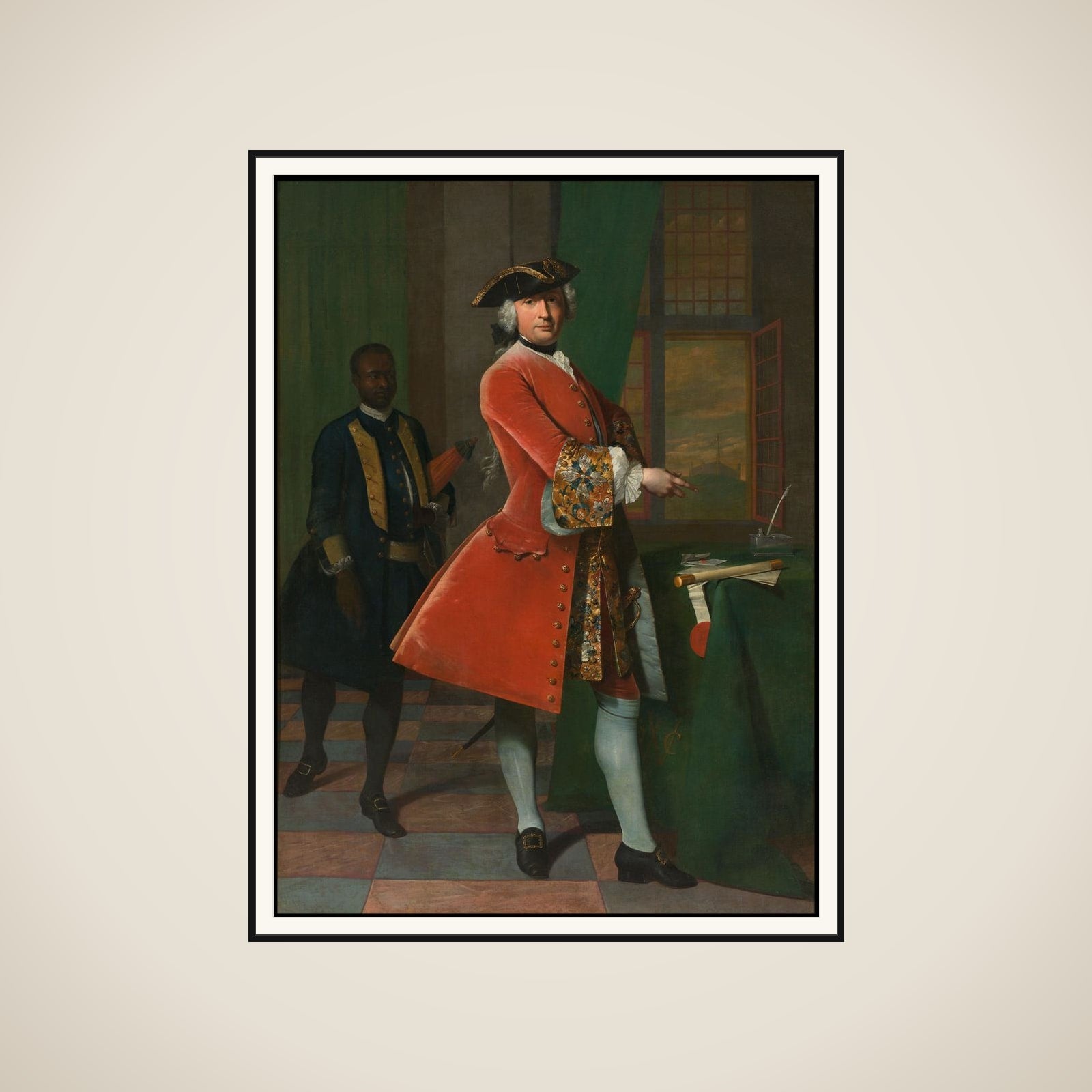 Portrait of Jan Pranger and an Enslaved Servant framed