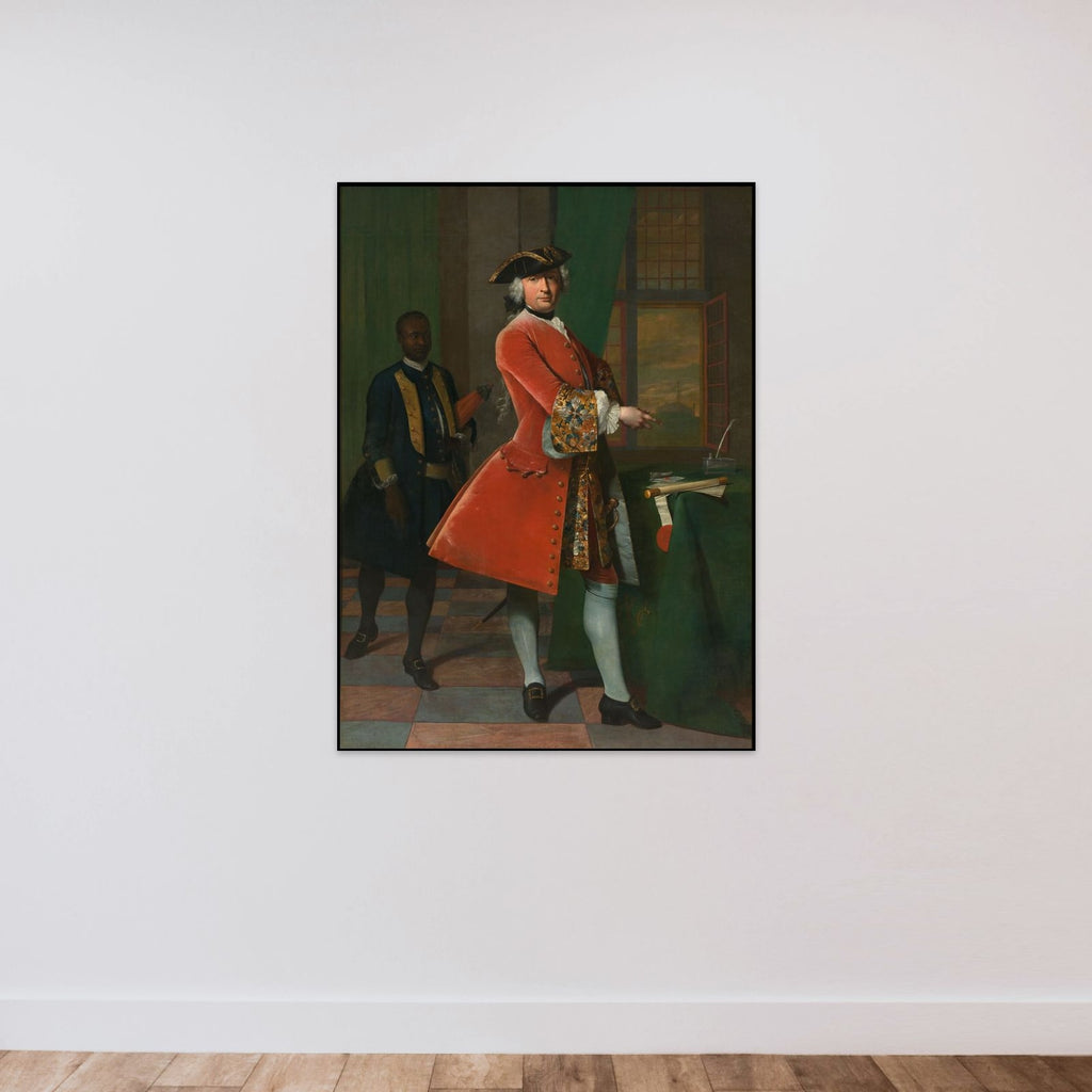 Portrait of Jan Pranger and an Enslaved Servant unframed — shown to scale