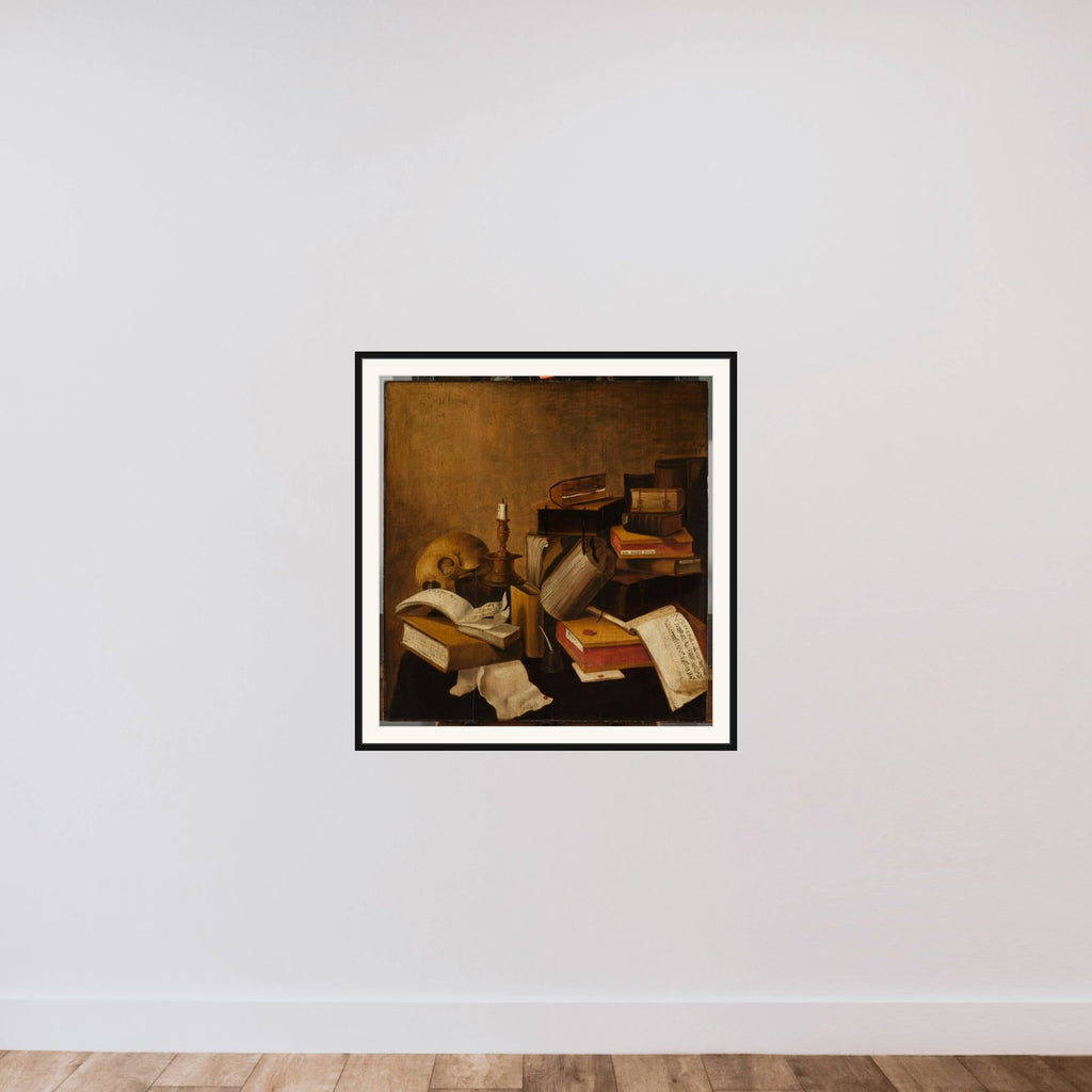 Vanitas Still Life with Books framed — shown to scale