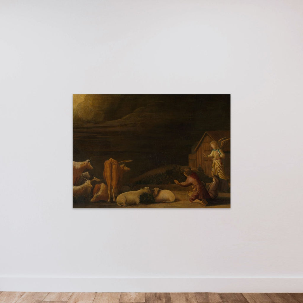 Annunciation to the Shepherds unframed — shown to scale