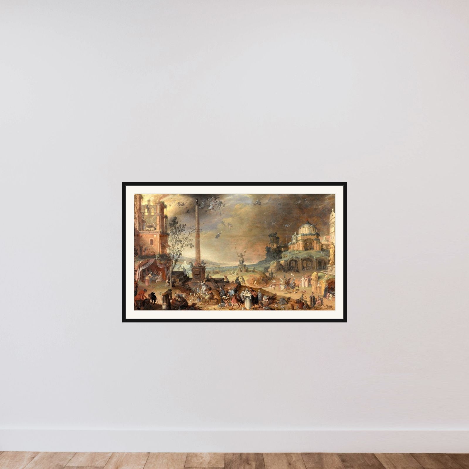 Allegory on the Vices framed — shown to scale