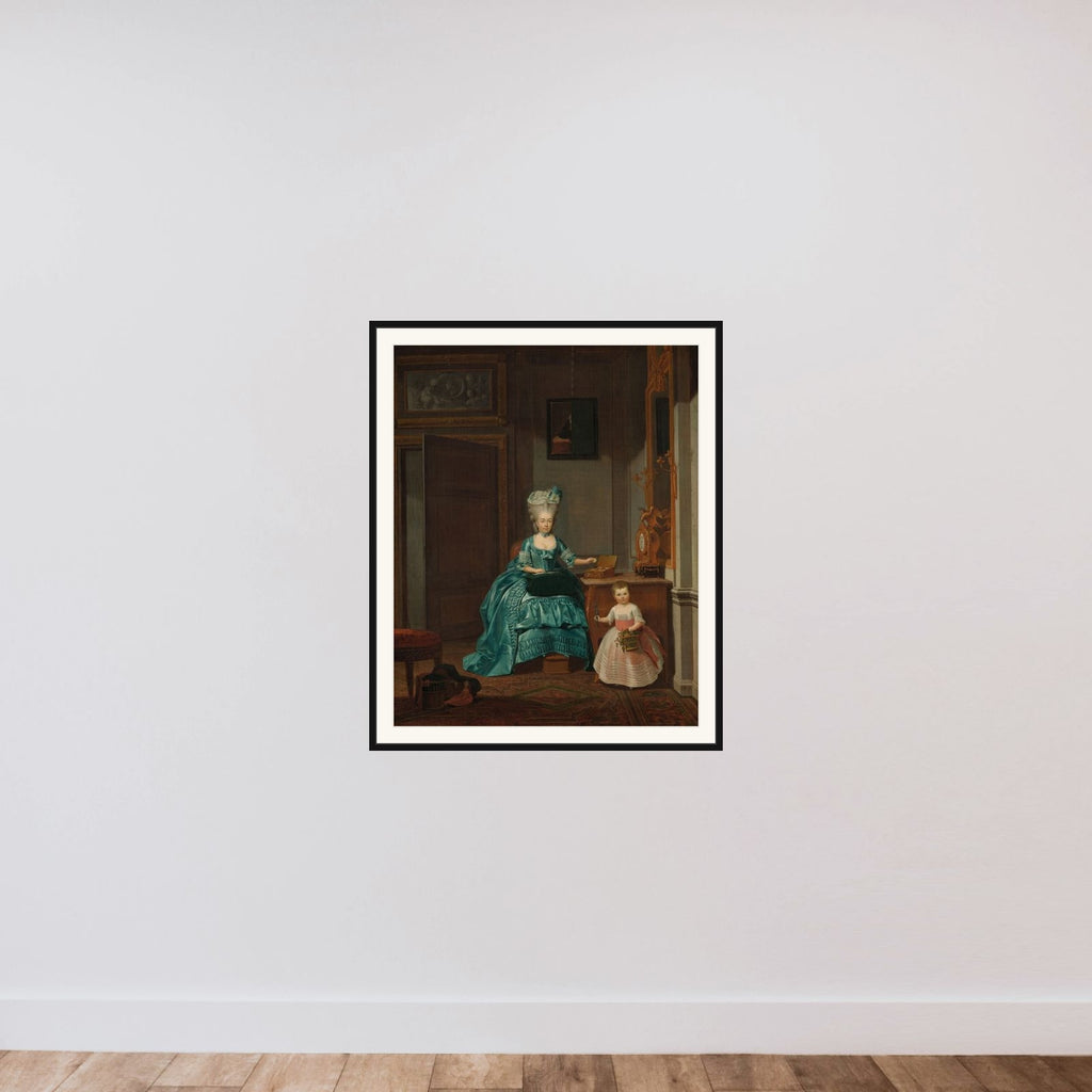 Portrait of Suzanna Cornelia Mogge with her daughter Johanna Ferdinanda van Collen framed — shown to scale