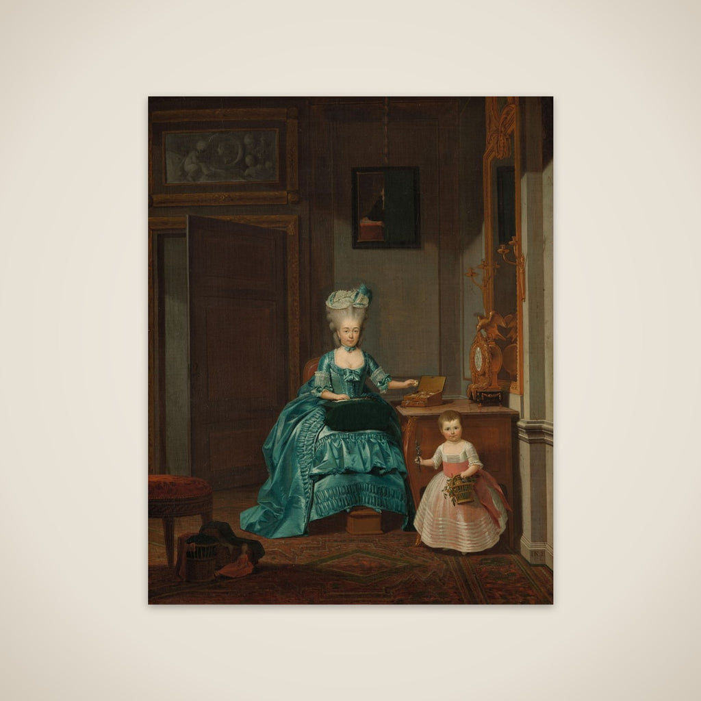 Portrait of Suzanna Cornelia Mogge with her daughter Johanna Ferdinanda van Collen unframed print