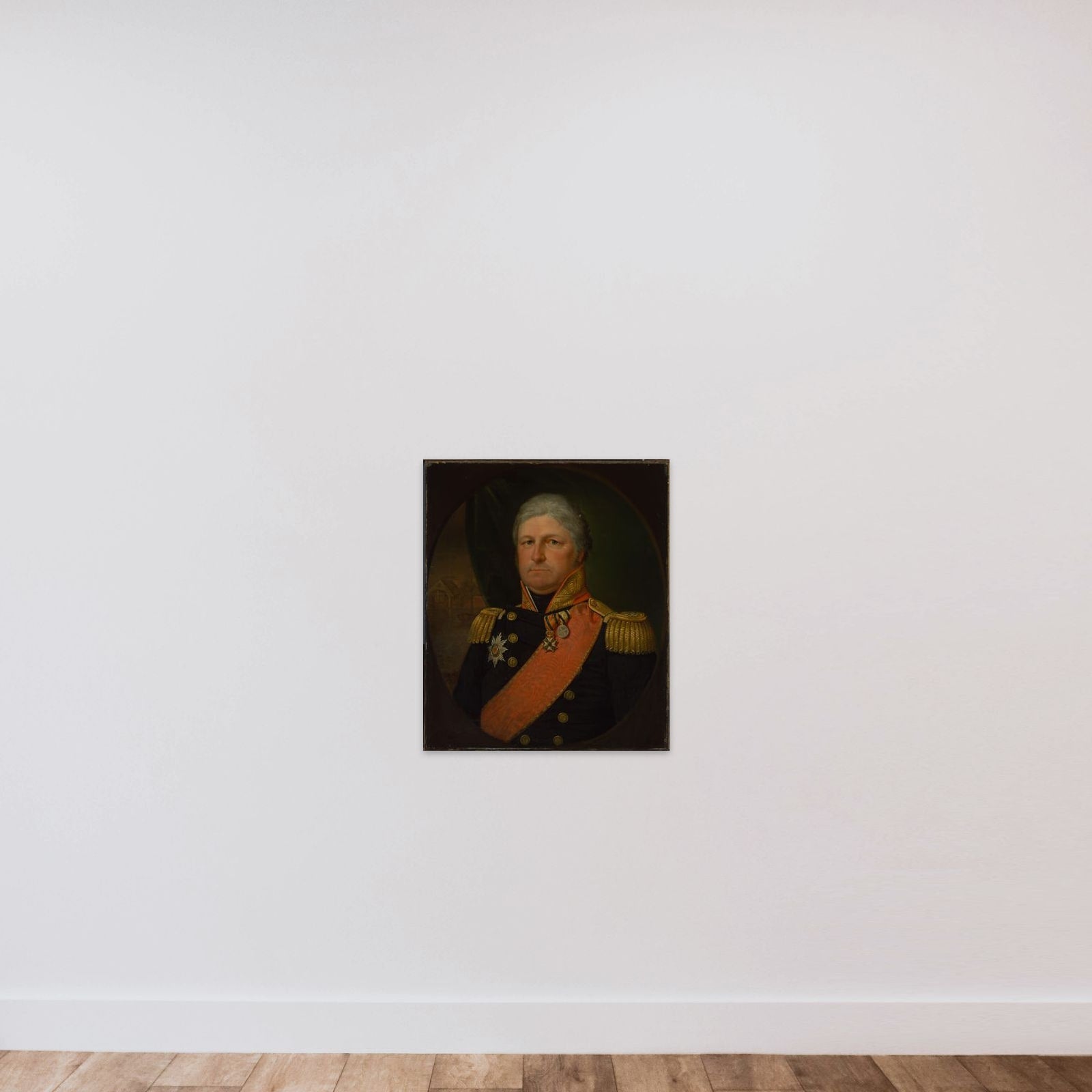 Portrait of Rear-Admiral Job Seaburne May unframed — shown to scale