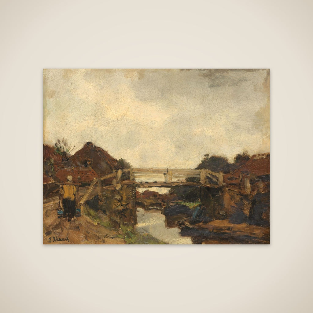 Wooden Bridge across a Canal at Rijswijk unframed print