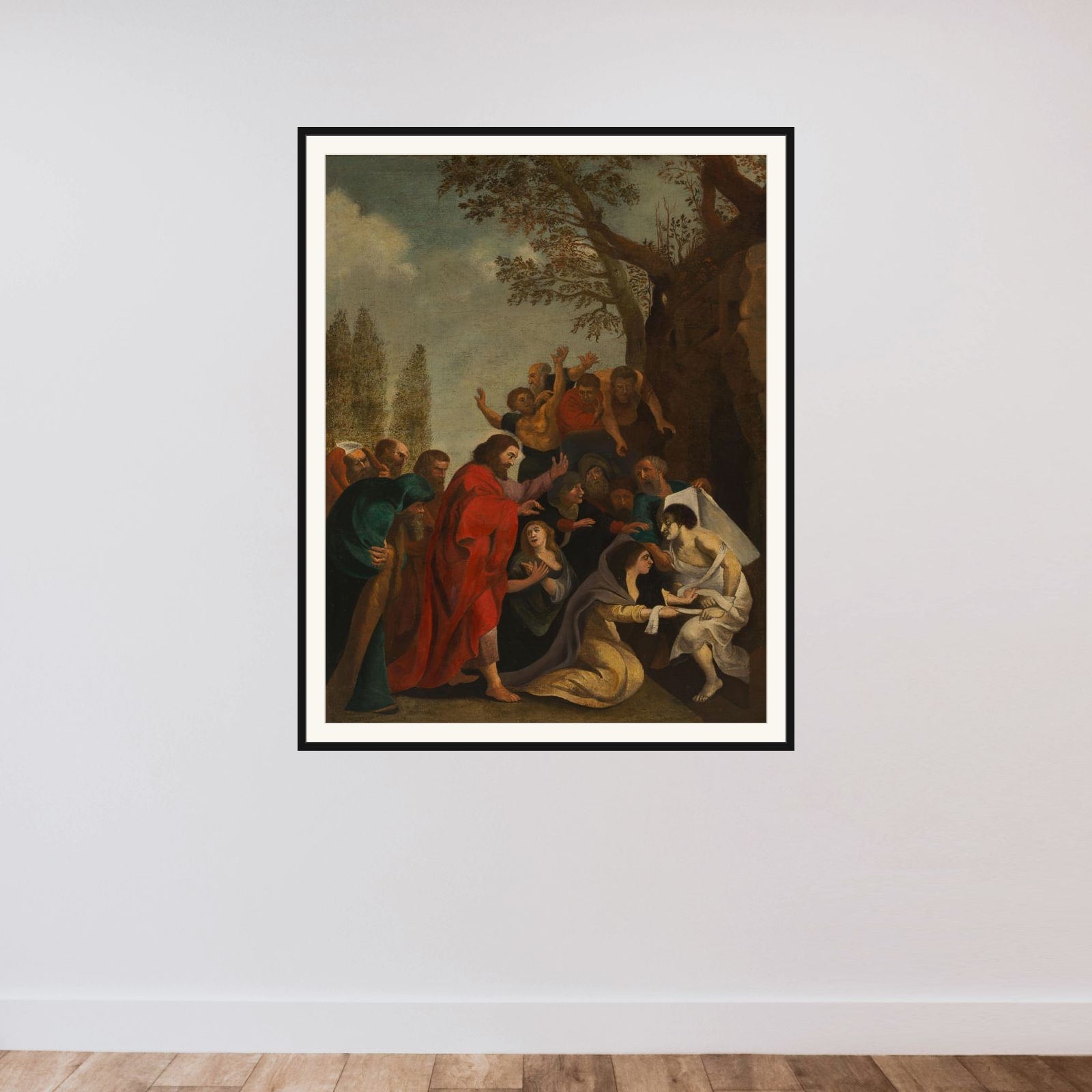 The Raising of Lazarus framed — shown to scale