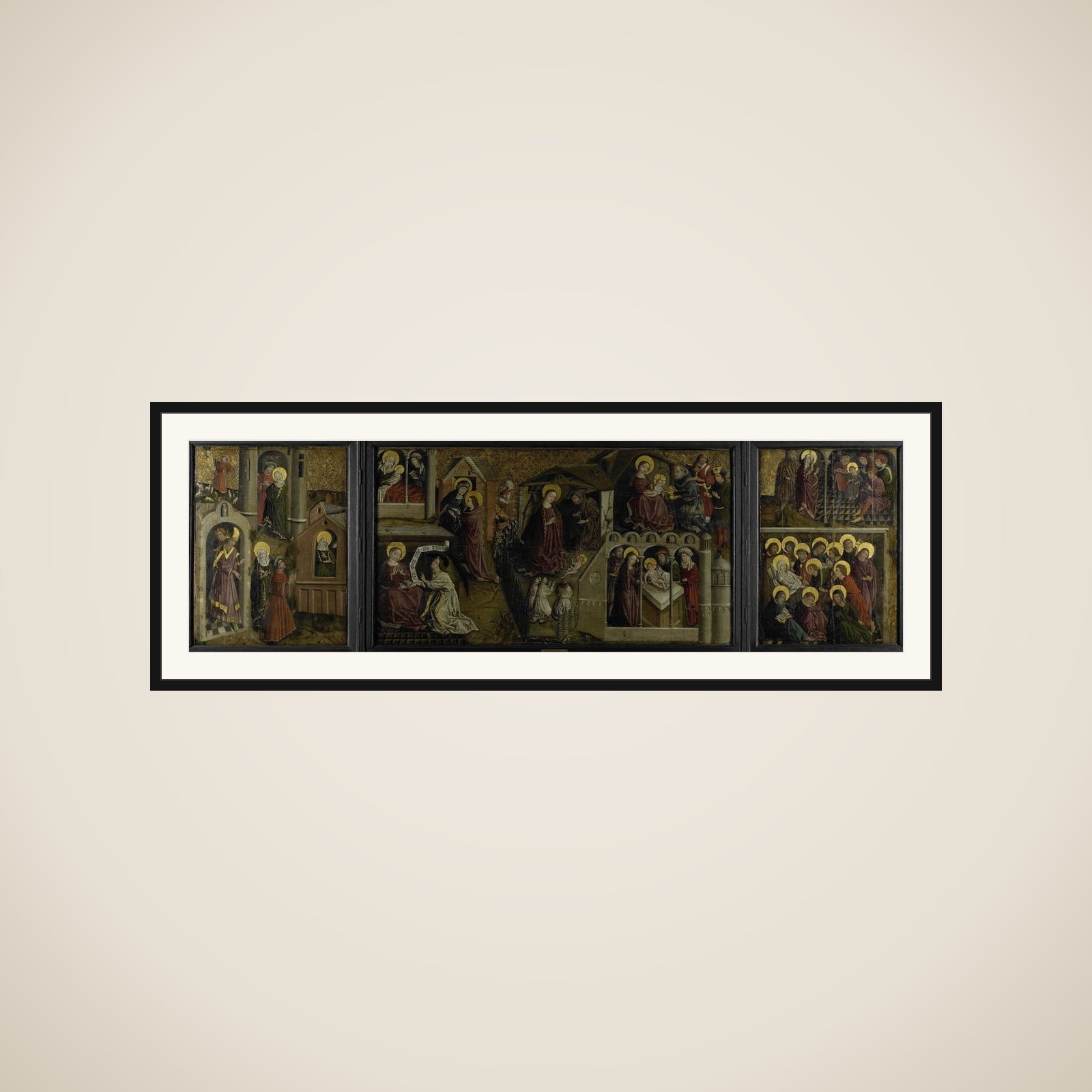 Triptych with Scenes from the Life of the Virgin framed