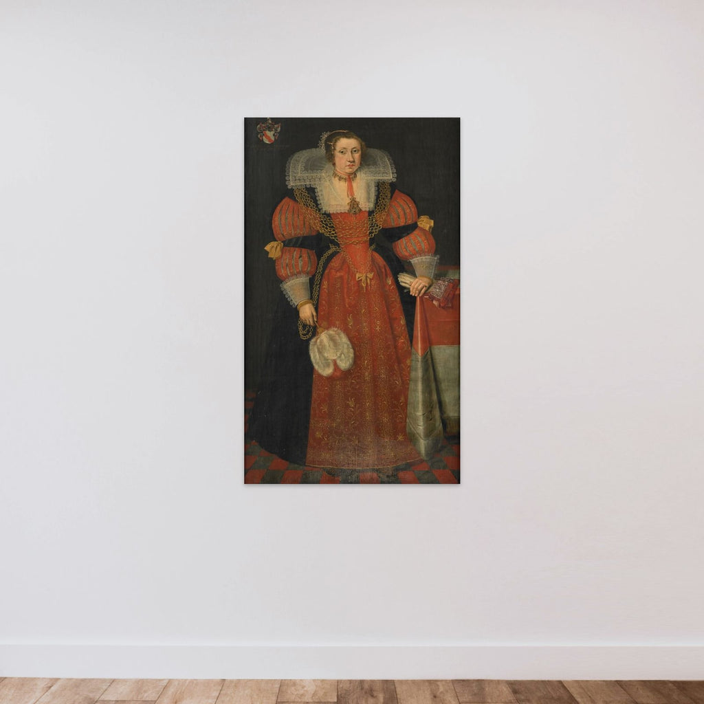 Portrait of Sophia de Vervou (c. 1613-71) unframed — shown to scale