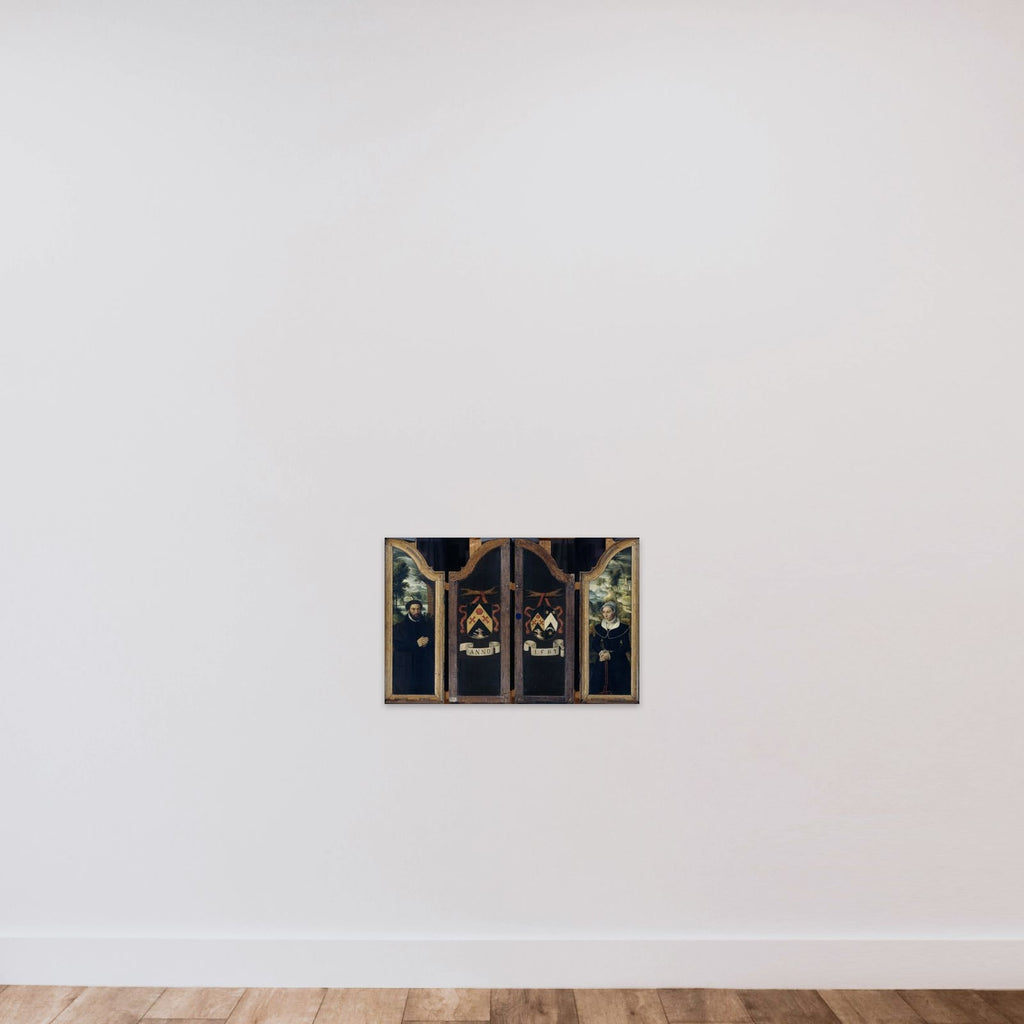 Two Wings of a Triptych with the Portraits of Julien de Brouckere and his Wife Elisabeth Canneel unframed — shown to scale