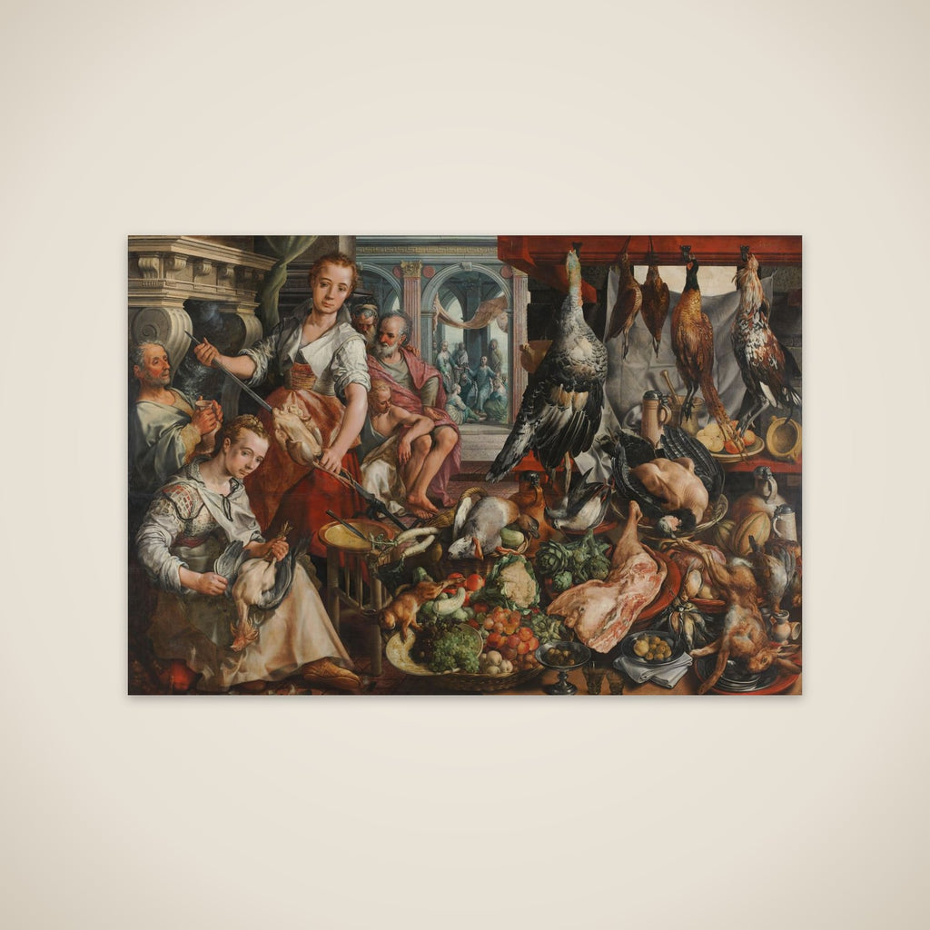 The Well-stocked Kitchen, with Jesus in het House of Martha and Mary in the Background unframed print