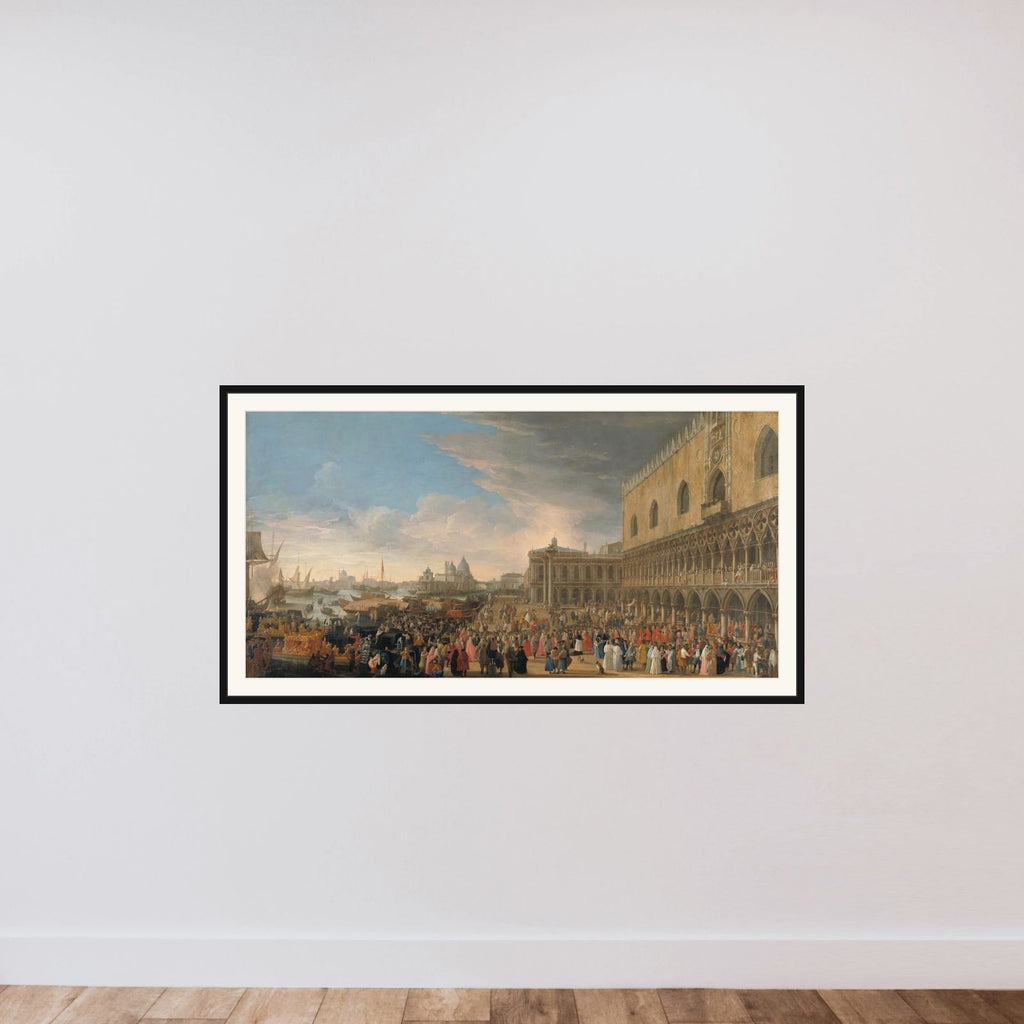 The ceremonial entry of Henri-Charles Arnauld de Pomponne, known as the Abbé de Pomponne, into Venice as French ambassador on 10th May 1706 framed — shown to scale