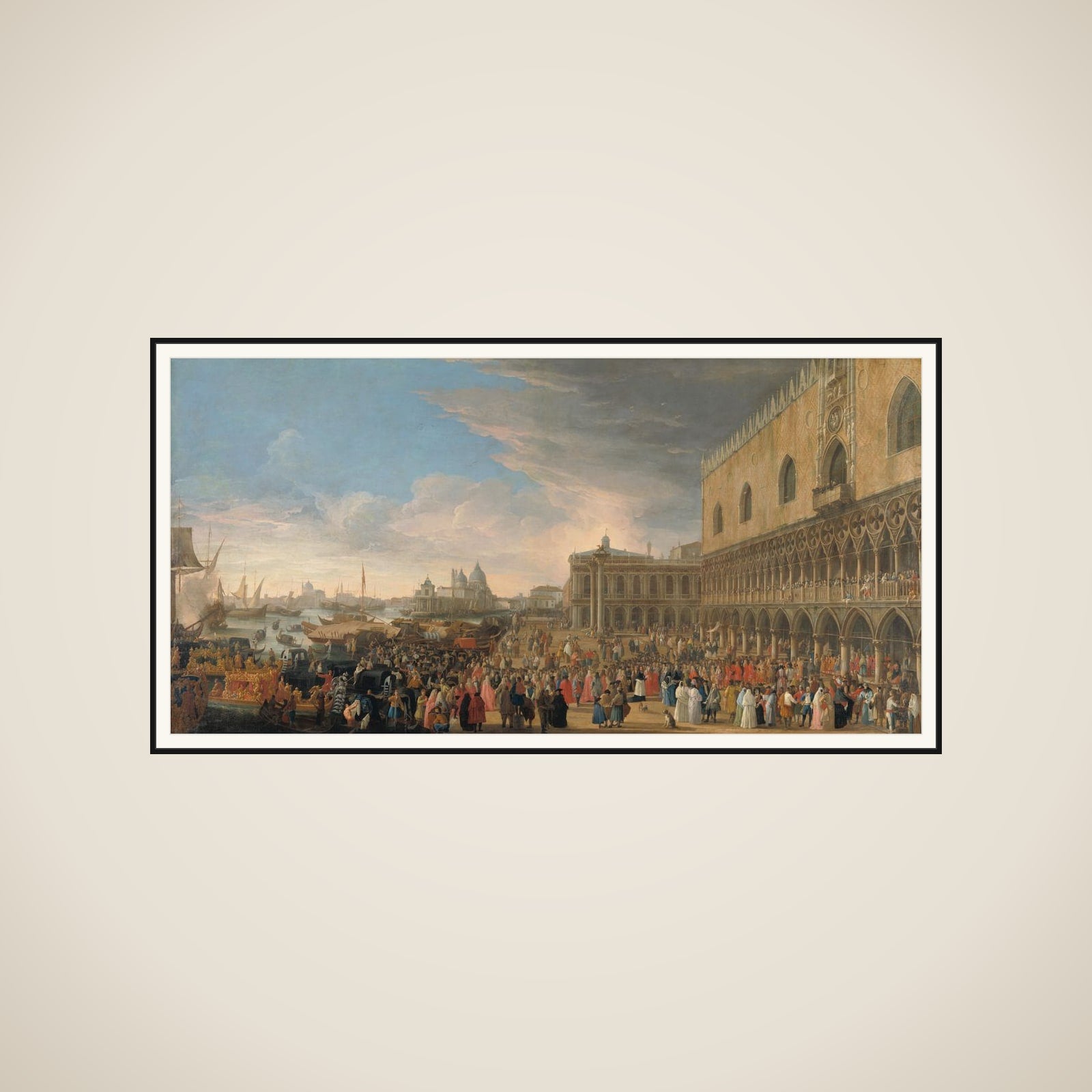 The ceremonial entry of Henri-Charles Arnauld de Pomponne, known as the Abbé de Pomponne, into Venice as French ambassador on 10th May 1706 framed