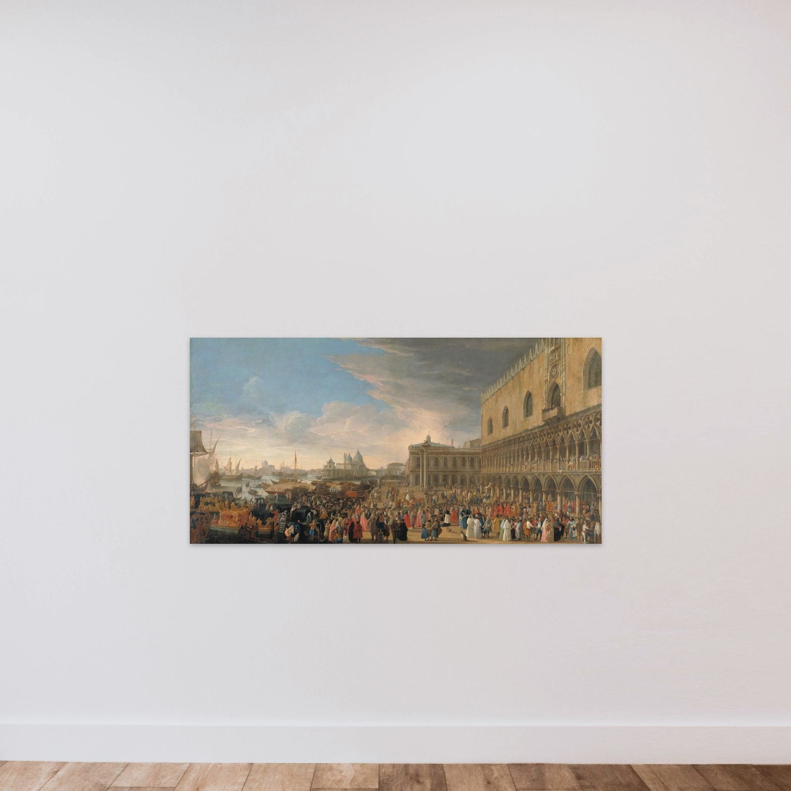 The ceremonial entry of Henri-Charles Arnauld de Pomponne, known as the Abbé de Pomponne, into Venice as French ambassador on 10th May 1706 unframed — shown to scale
