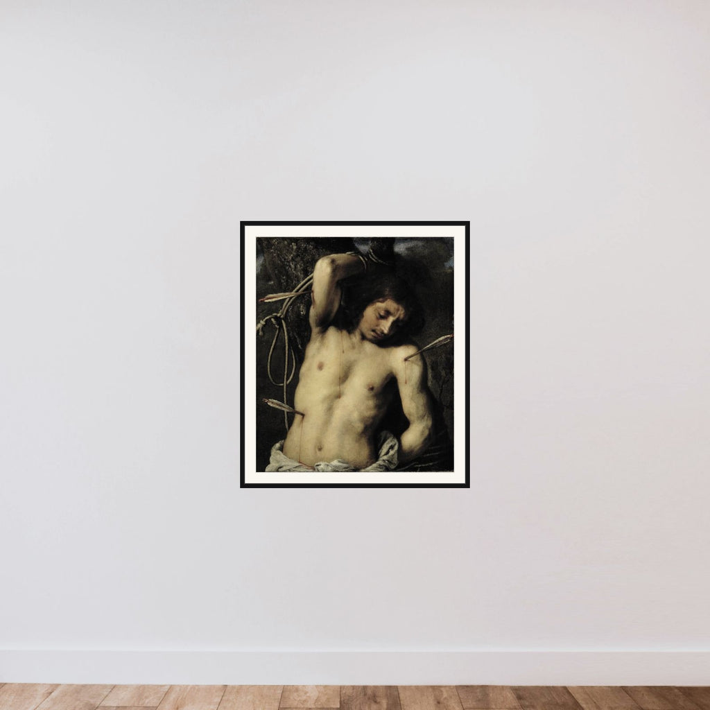 St Sebastian framed — shown to scale