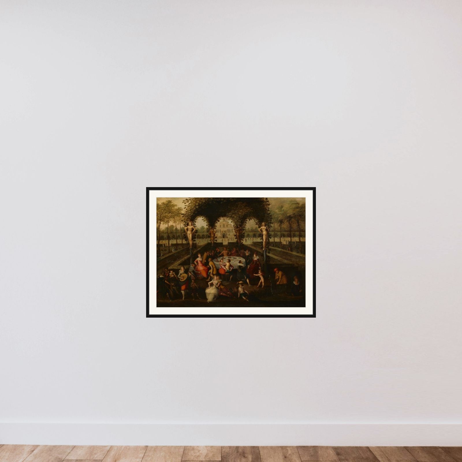 Venus, Bacchus and Ceres with Mortals in a Garden of Love framed — shown to scale