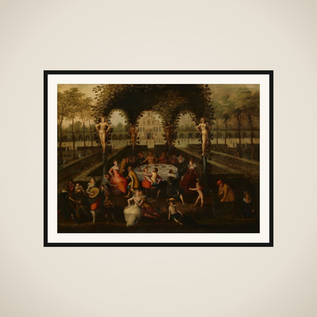 Venus, Bacchus and Ceres with Mortals in a Garden of Love framed