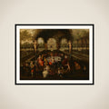 Venus, Bacchus and Ceres with Mortals in a Garden of Love framed