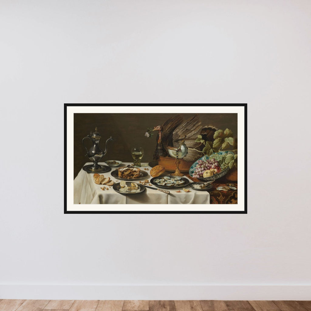 Still Life with a Turkey Pie framed — shown to scale