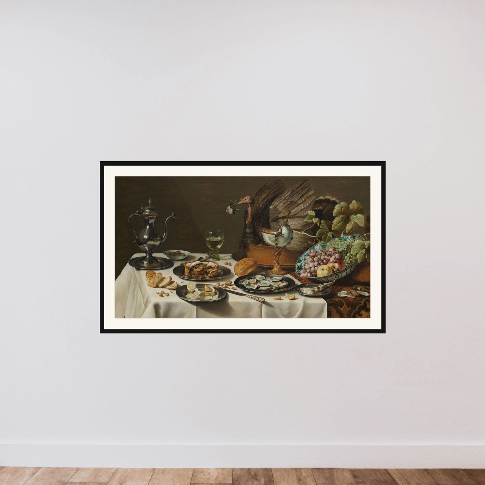 Still Life with a Turkey Pie framed — shown to scale