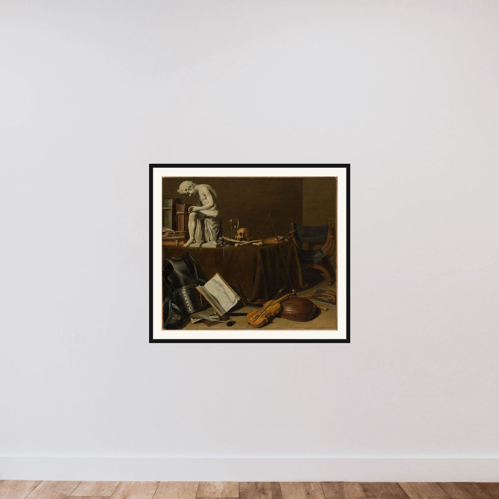 Vanitas Still Life with the Spinario framed — shown to scale
