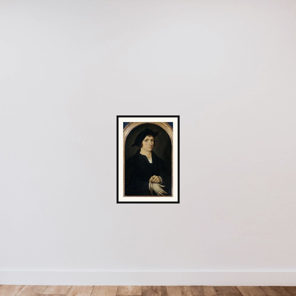 Portrait of Joris Vezeleer framed — shown to scale