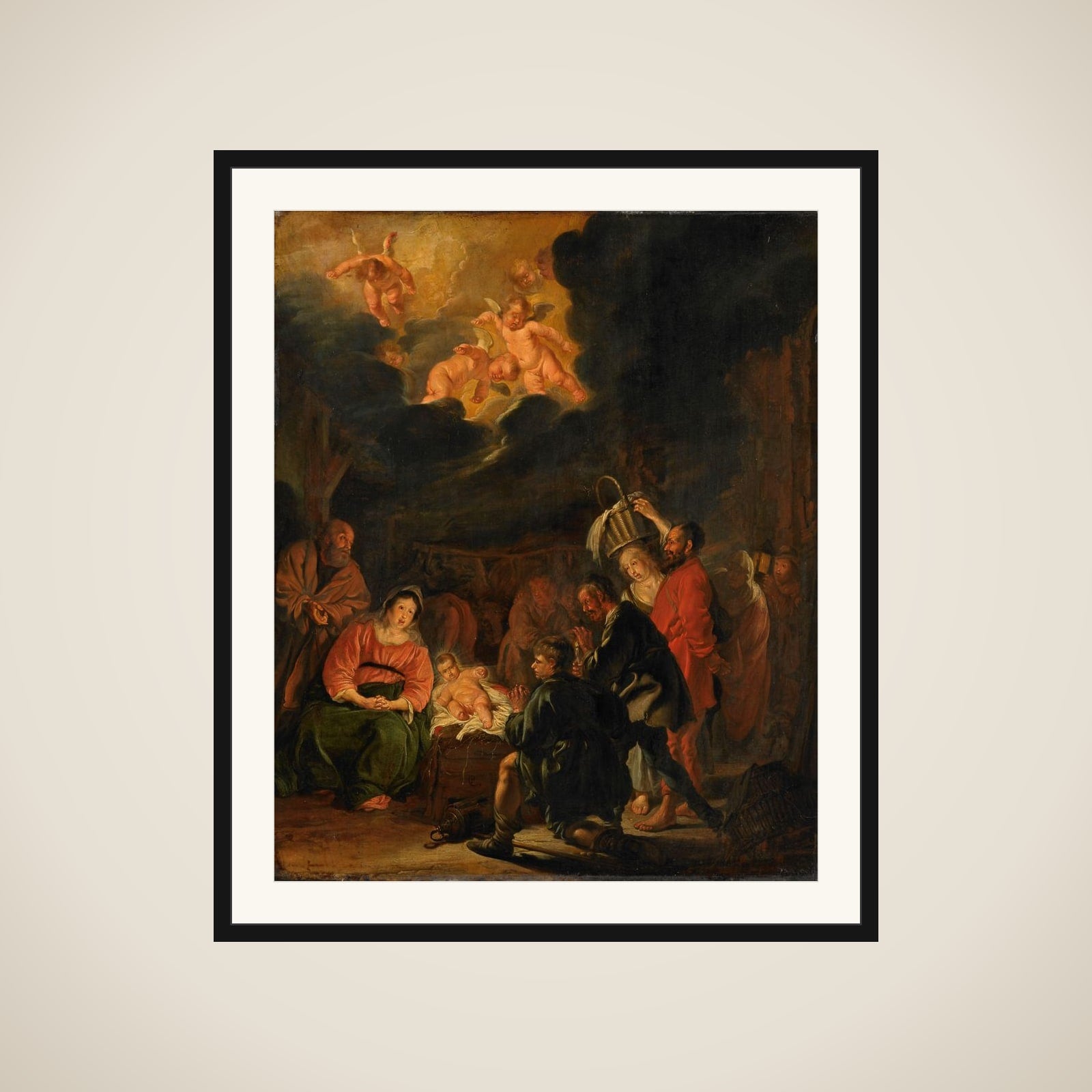 The Adoration of the Shepherds framed