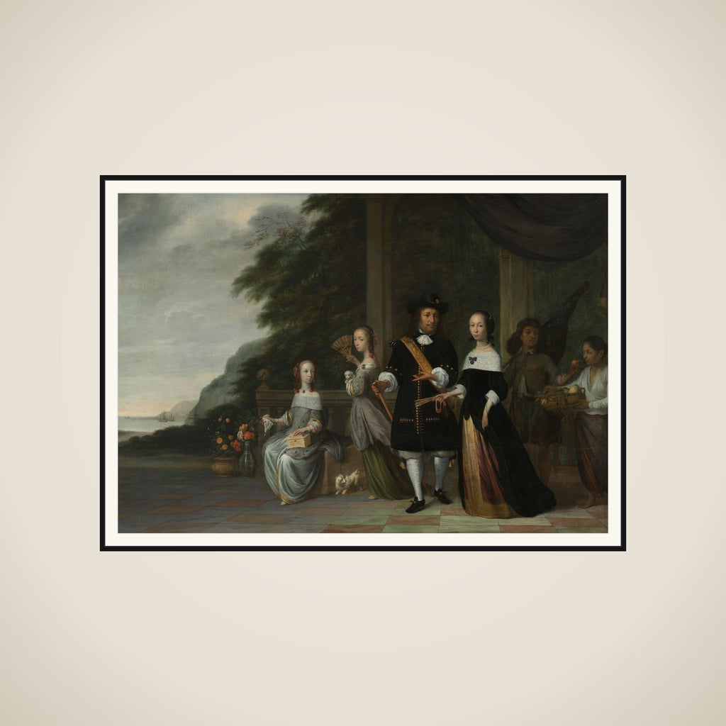 Pieter Cnoll. Senior Merchant of Batavia, his Wife Cornelia van Nijenroode and their Daughters Catharina (b. 1653) en Hester (b. 1659) framed