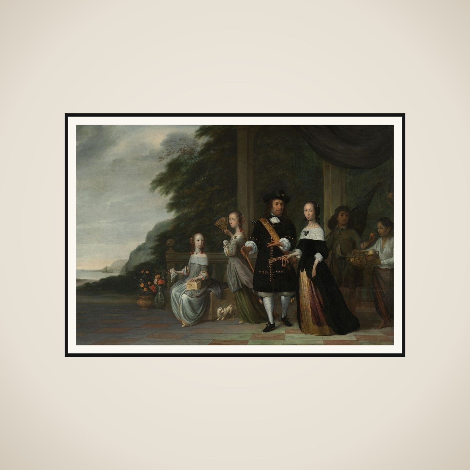 Pieter Cnoll. Senior Merchant of Batavia, his Wife Cornelia van Nijenroode and their Daughters Catharina (b. 1653) en Hester (b. 1659) framed