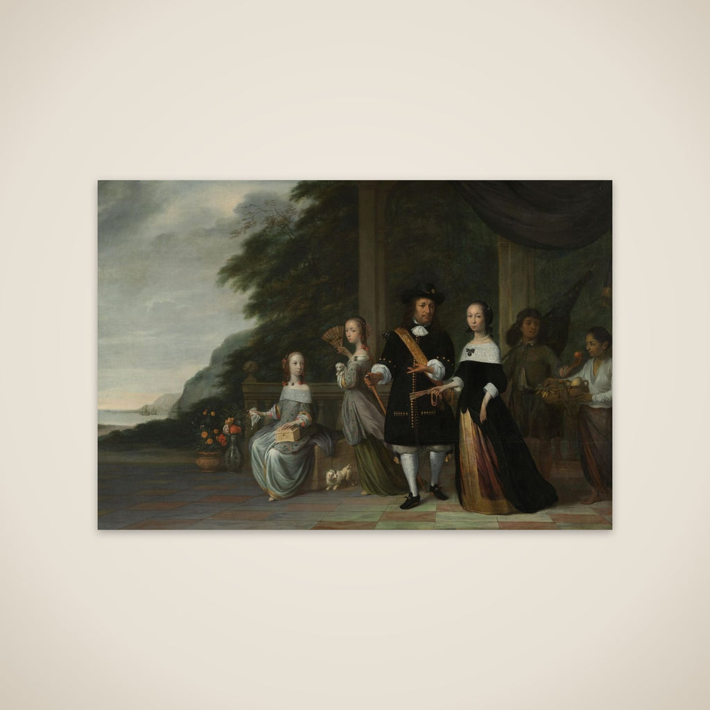 Pieter Cnoll. Senior Merchant of Batavia, his Wife Cornelia van Nijenroode and their Daughters Catharina (b. 1653) en Hester (b. 1659) unframed print