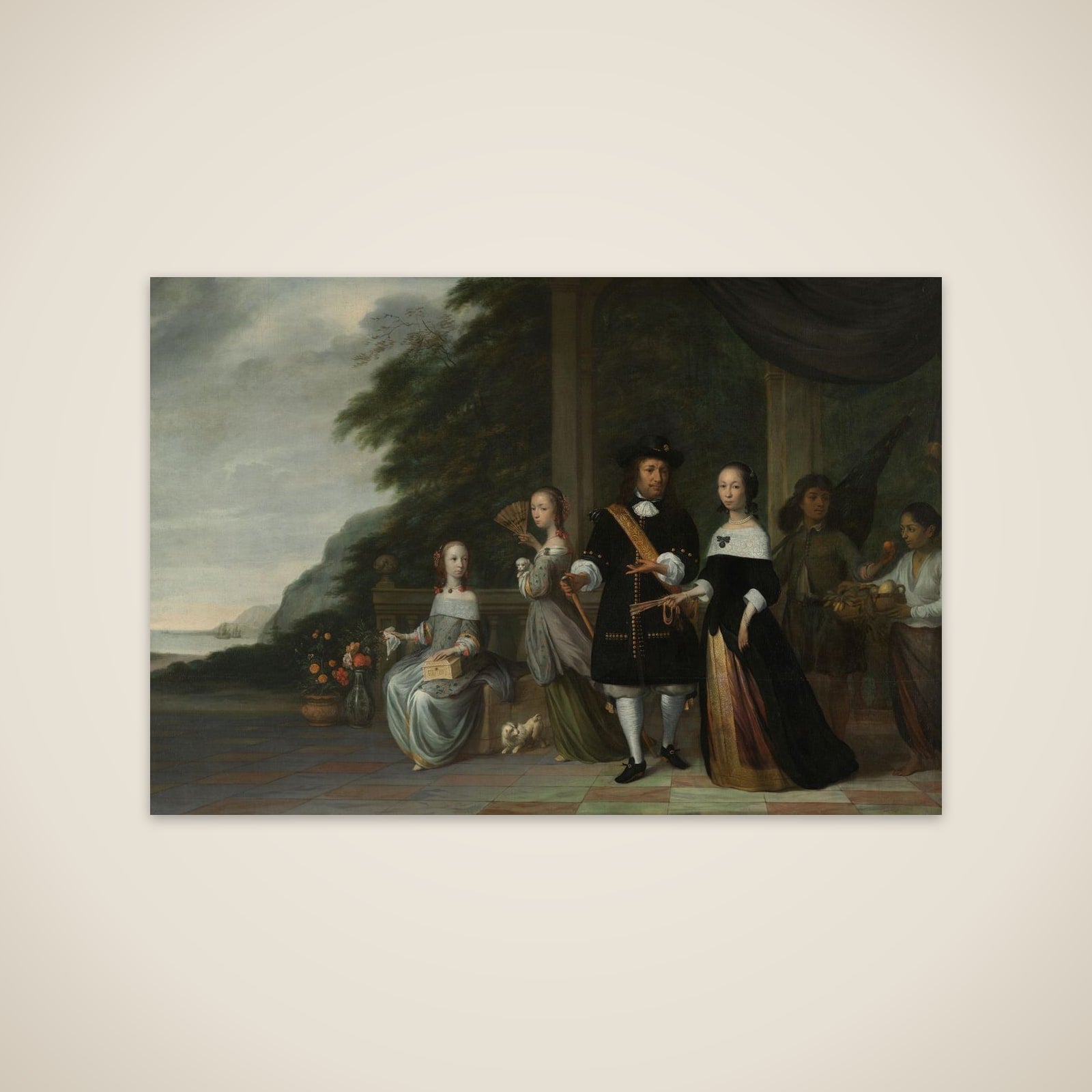 Pieter Cnoll. Senior Merchant of Batavia, his Wife Cornelia van Nijenroode and their Daughters Catharina (b. 1653) en Hester (b. 1659) unframed print