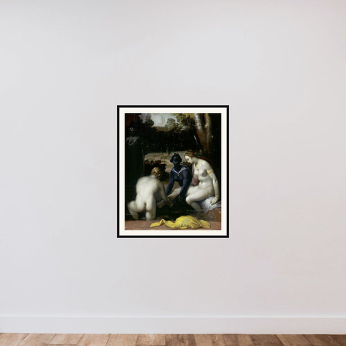 Bathsheba at her Toilet framed — shown to scale