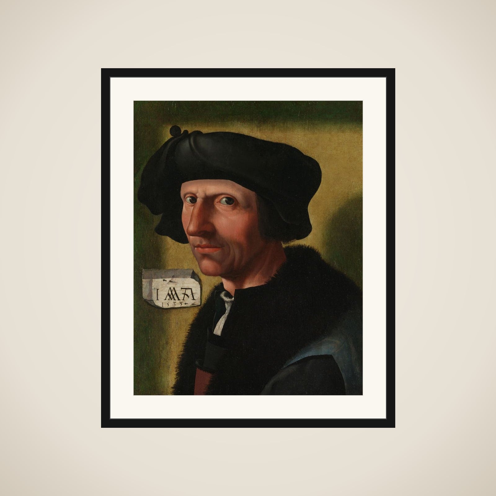 Portrait of Jacob Cornelisz van Oostsanen (c. 1472/77-1528/33) framed