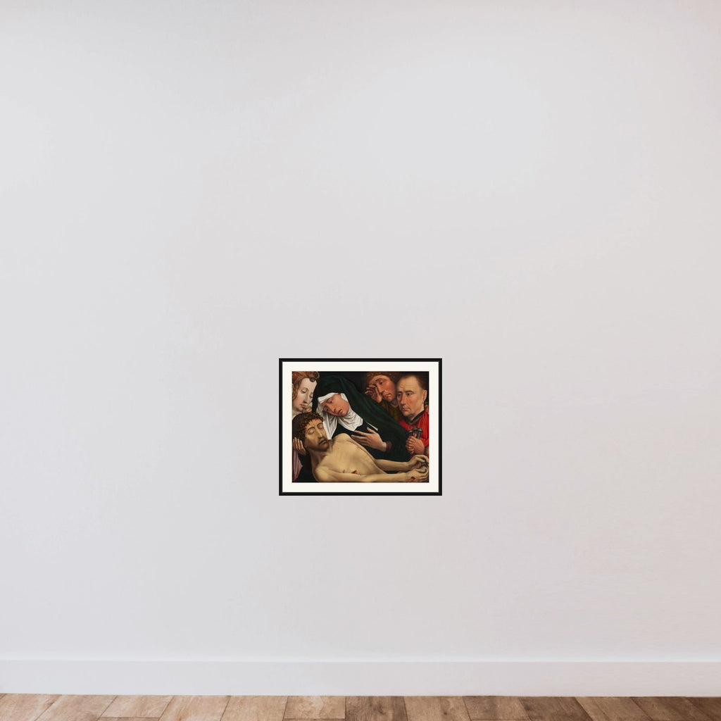The Lamentation of Christ framed — shown to scale