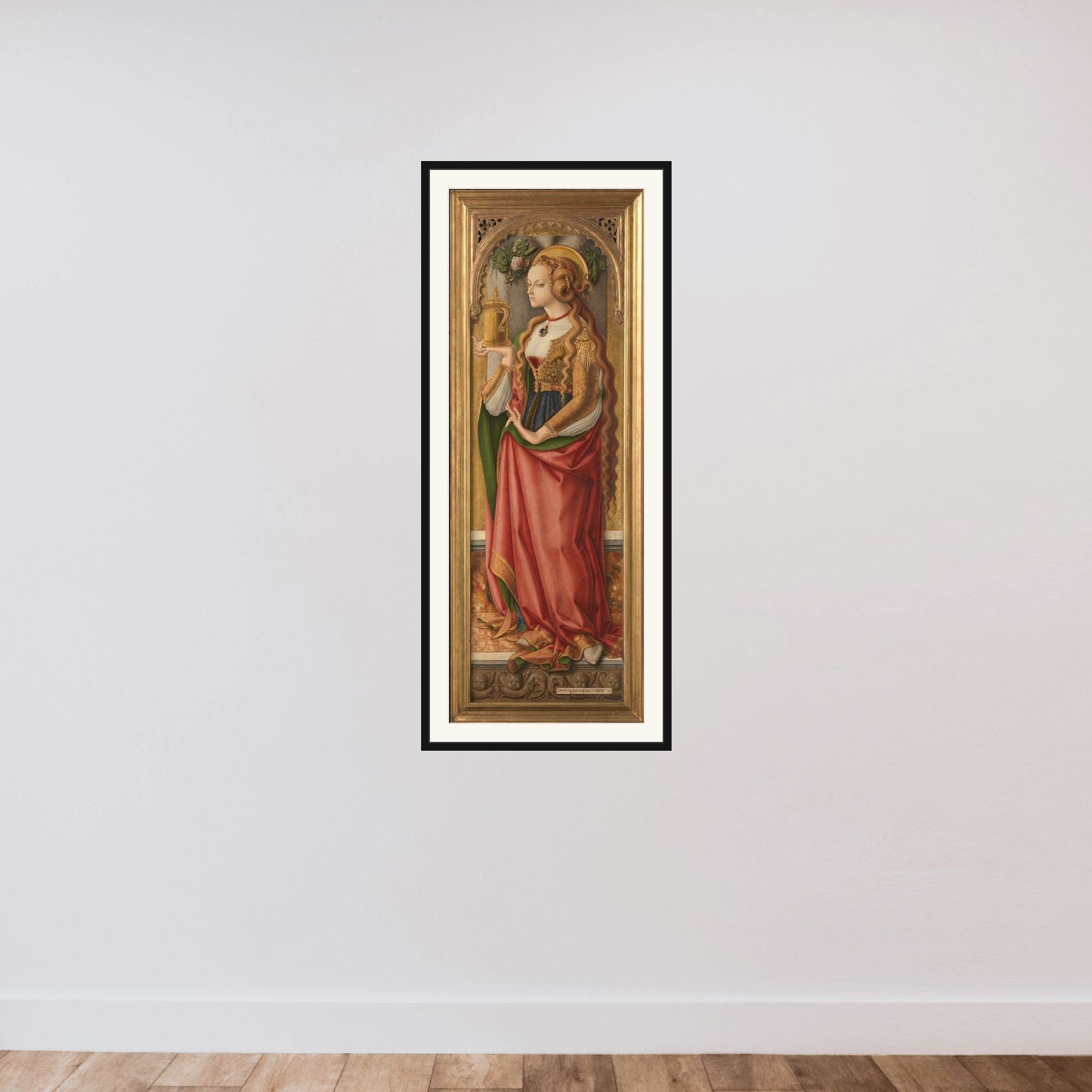 Mary Magdalene framed — shown to scale