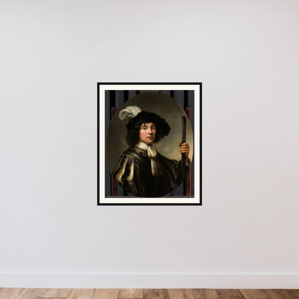 Portrait of a Young Man, possibly Jacob Francken (1627-after 1656) framed — shown to scale
