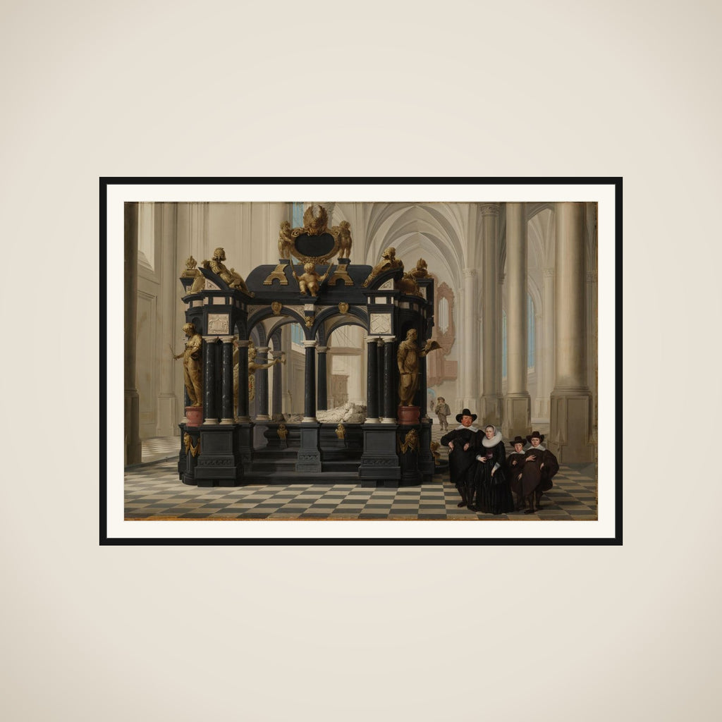 A Family beside the Tomb of Willem I (William the Silent) in the Nieuwe Kerk, Delft framed
