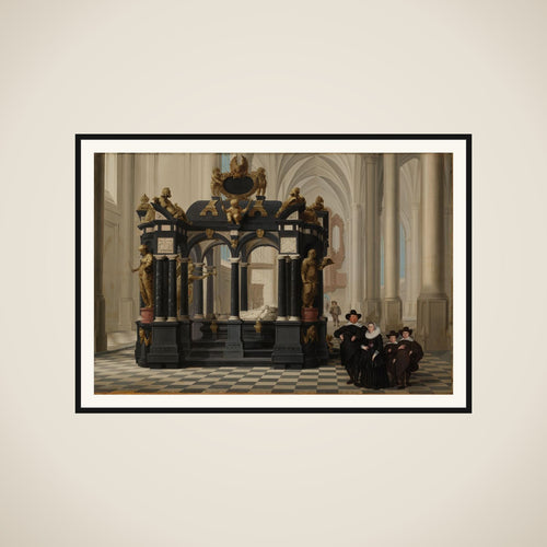 A Family beside the Tomb of Willem I (William the Silent) in the Nieuwe Kerk, Delft framed