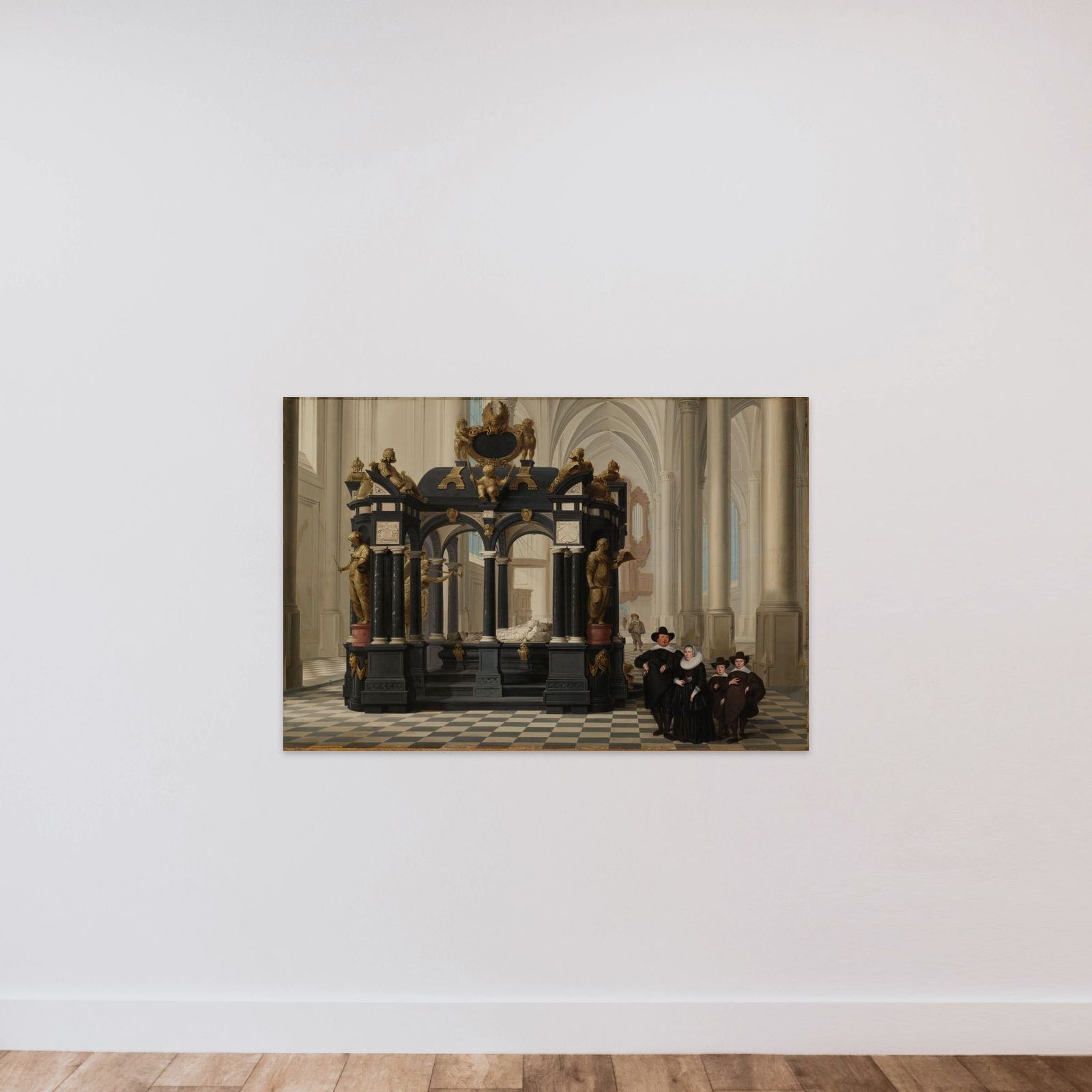 A Family beside the Tomb of Willem I (William the Silent) in the Nieuwe Kerk, Delft unframed — shown to scale