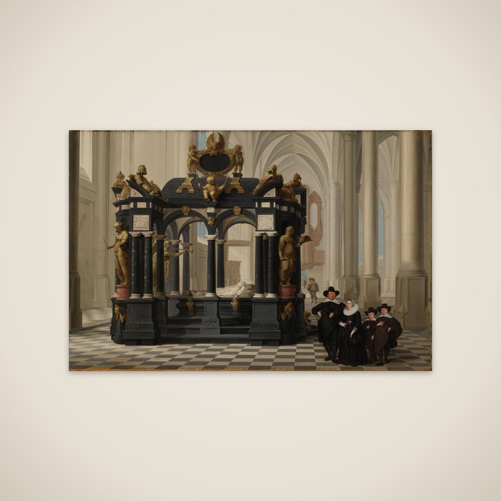 A Family beside the Tomb of Willem I (William the Silent) in the Nieuwe Kerk, Delft unframed print