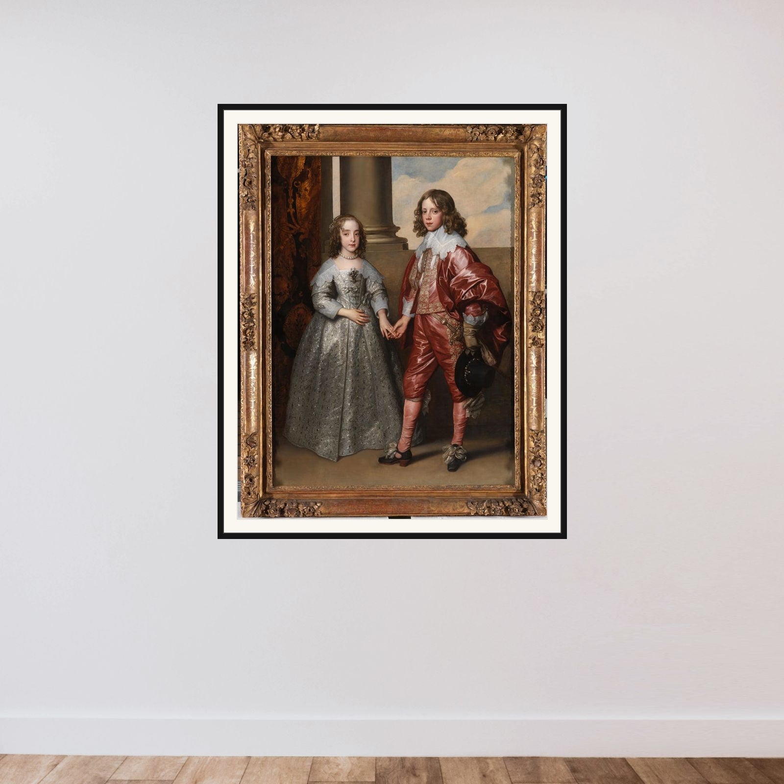 Willem II (1626-50), Prince of Orange, and Princess Henrietta Maria Stuart (1631-60), Daughter of Charles I of England framed — shown to scale