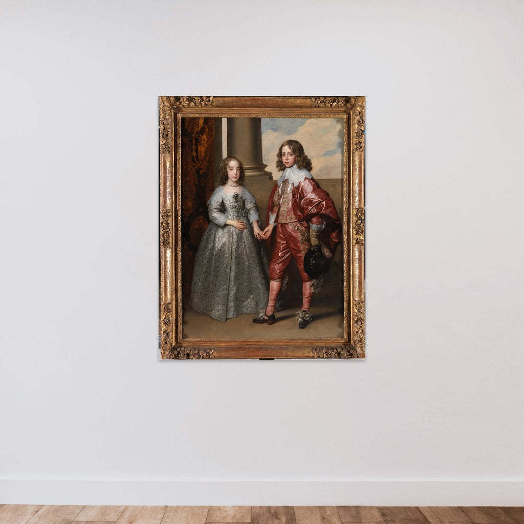 Willem II (1626-50), Prince of Orange, and Princess Henrietta Maria Stuart (1631-60), Daughter of Charles I of England unframed — shown to scale