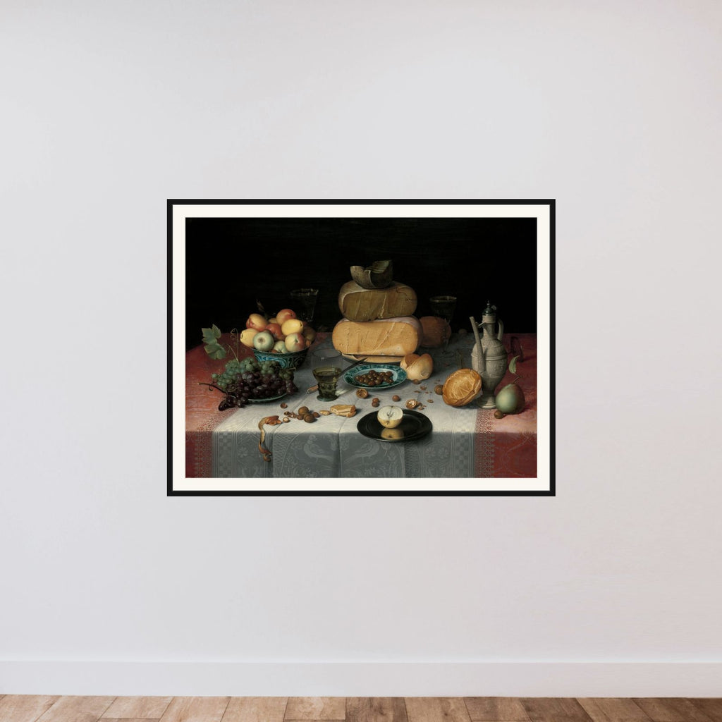 Still Life with Cheeses framed — shown to scale