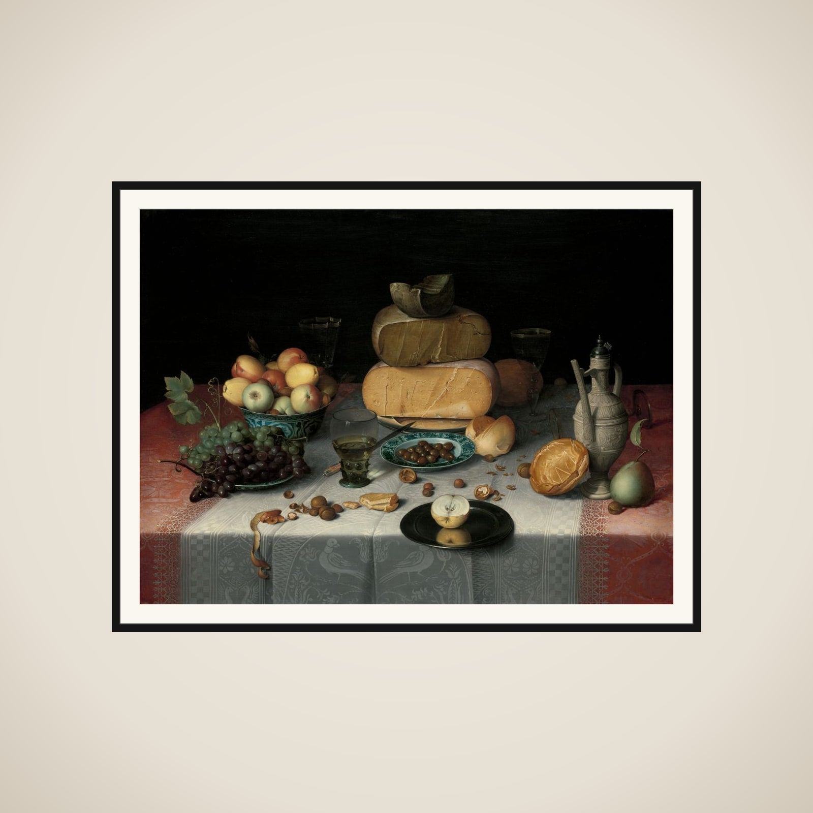 Still Life with Cheeses framed