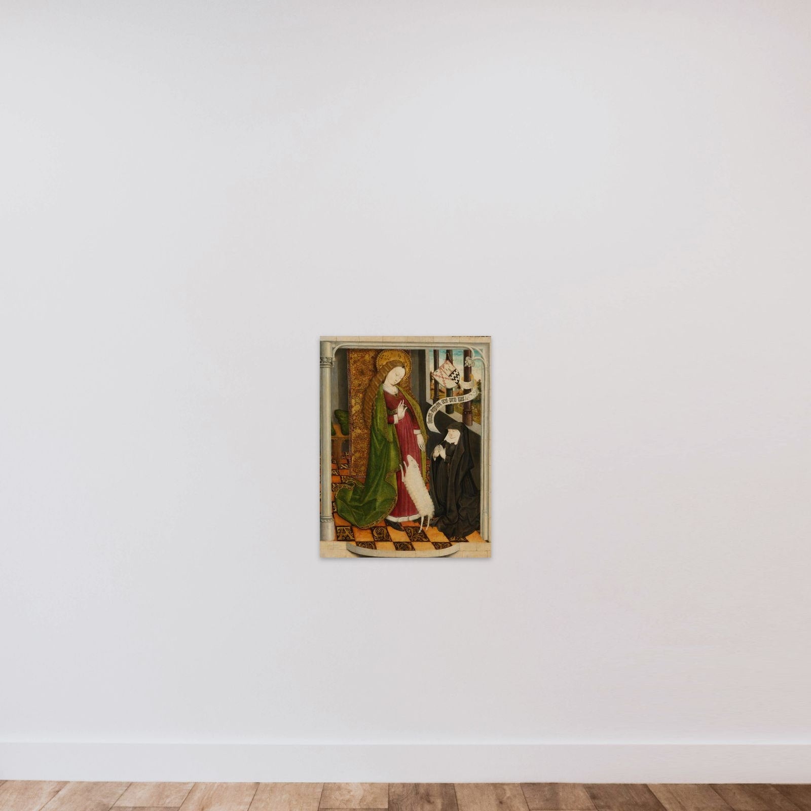 Geertruy Haeck Kneeling in Prayer before Saint Agnes unframed — shown to scale