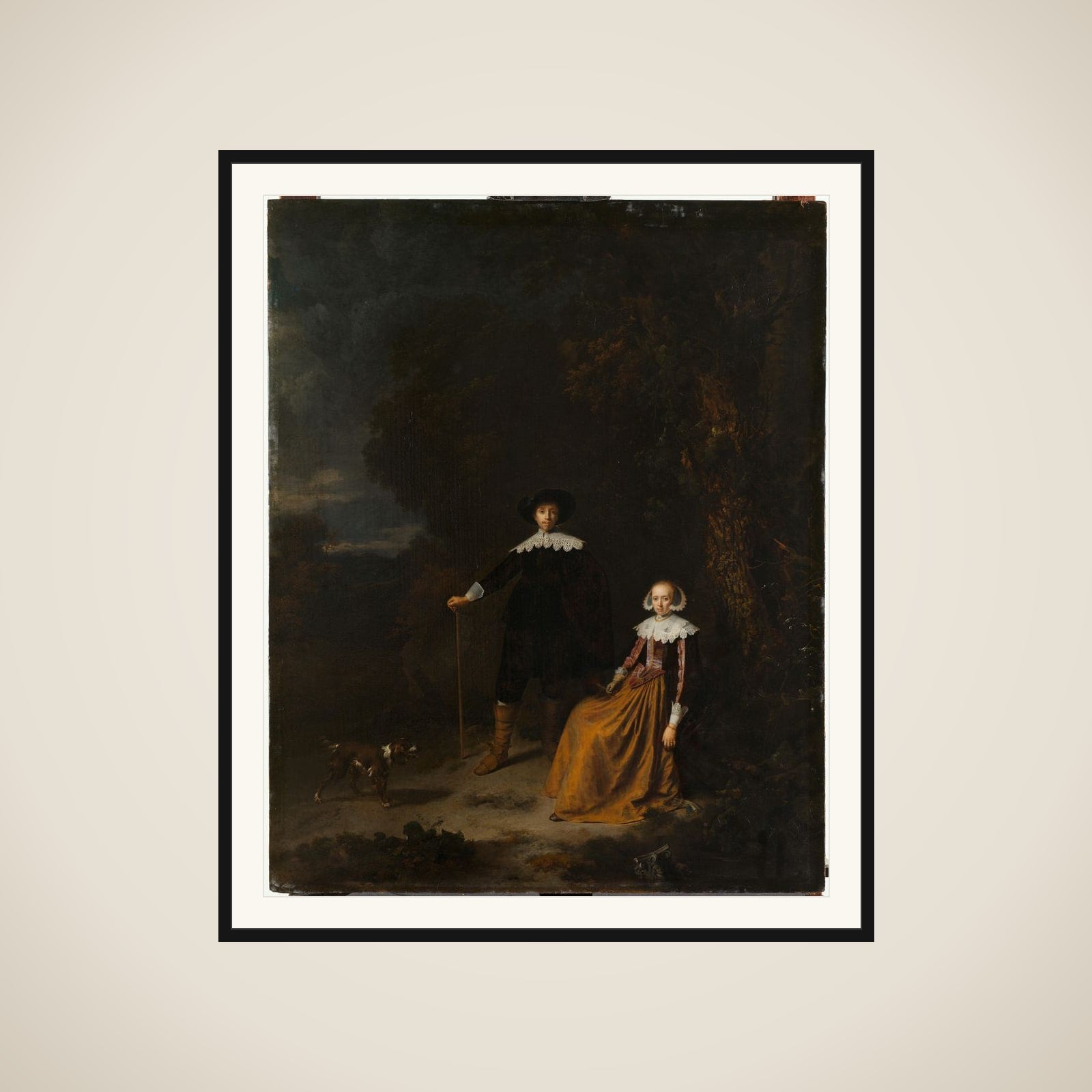 Portrait of a couple, thought to be Adriaen Wittert van der Aa and Maria Knotter framed