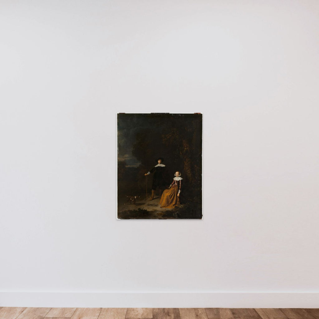 Portrait of a couple, thought to be Adriaen Wittert van der Aa and Maria Knotter unframed — shown to scale
