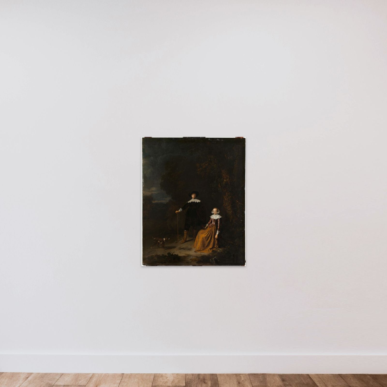 Portrait of a couple, thought to be Adriaen Wittert van der Aa and Maria Knotter unframed — shown to scale