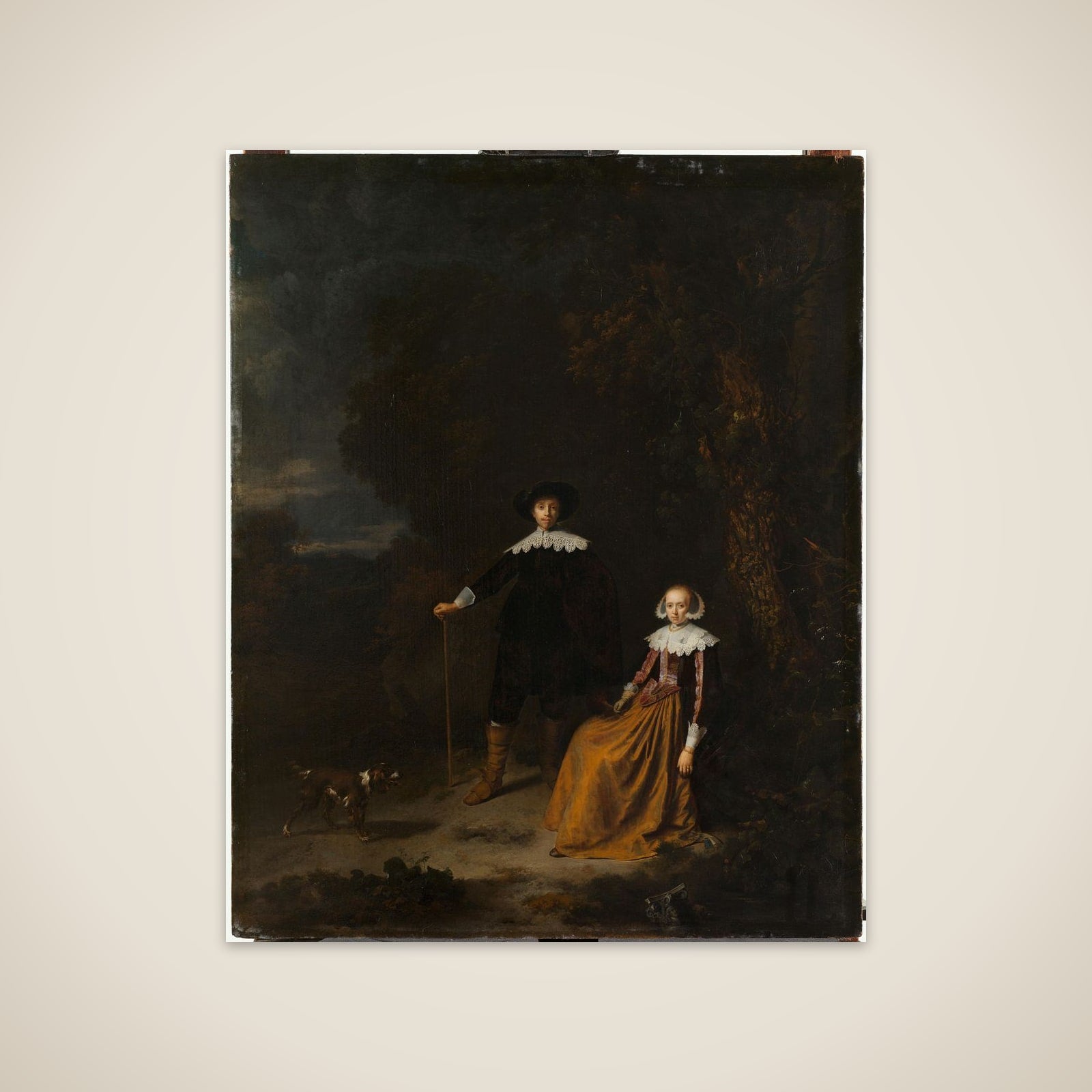 Portrait of a couple, thought to be Adriaen Wittert van der Aa and Maria Knotter unframed print