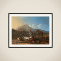 Italian Landscape with Girl milking a Goat framed