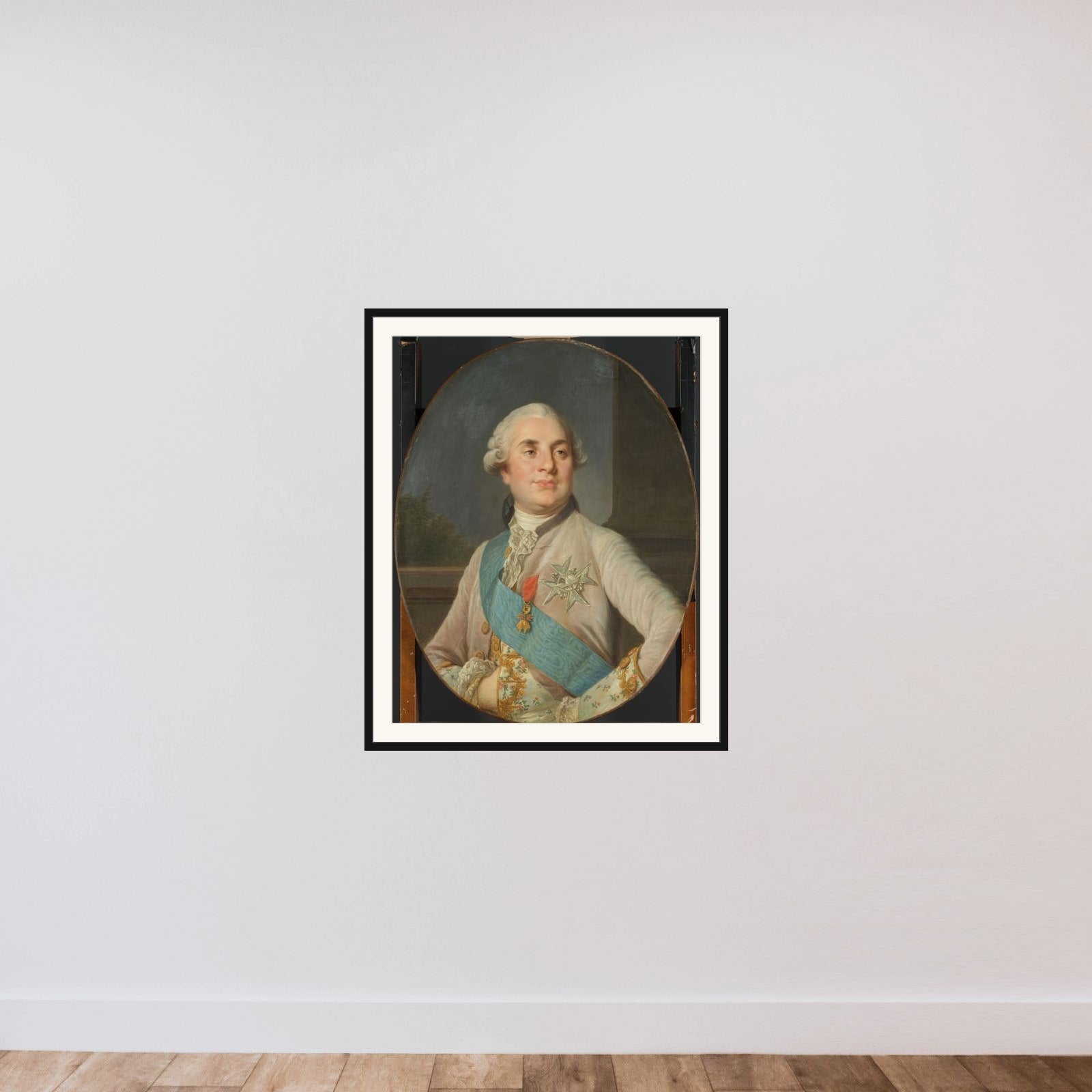 Portrait of Louis XVI, King of France framed — shown to scale